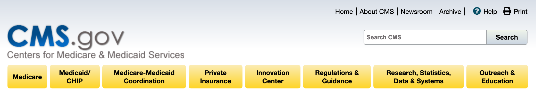 Legacy cms.gov header and main navigation